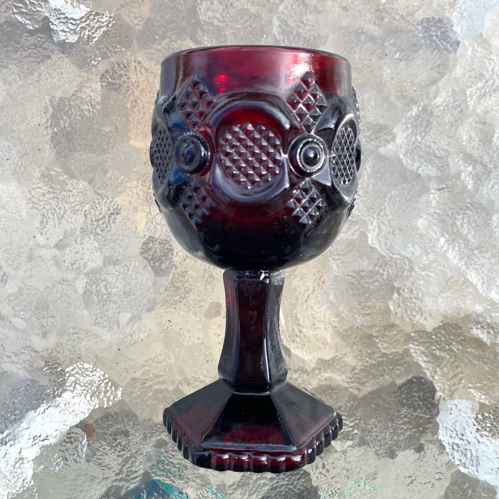 Avon Ruby Red Goblet | Use for wine, cordials, sherbet, or make a candle in it
